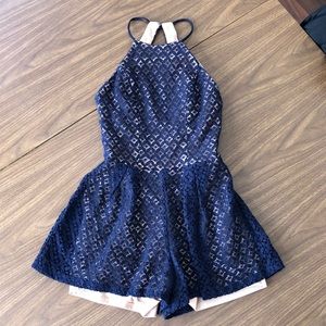City Triangles Navy Blue Lace  Romper